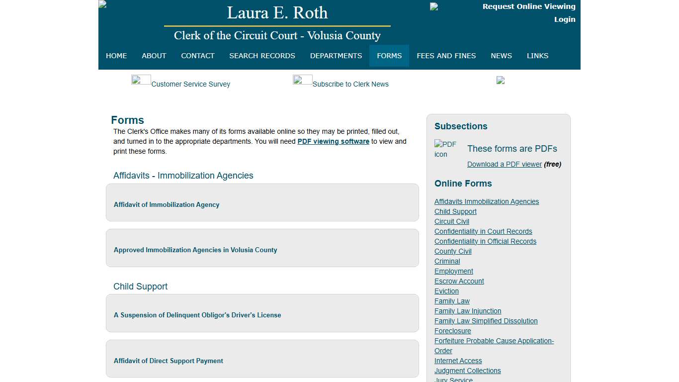 LAURA E. ROTH Clerk of the Circuit Court, Volusia County Florida