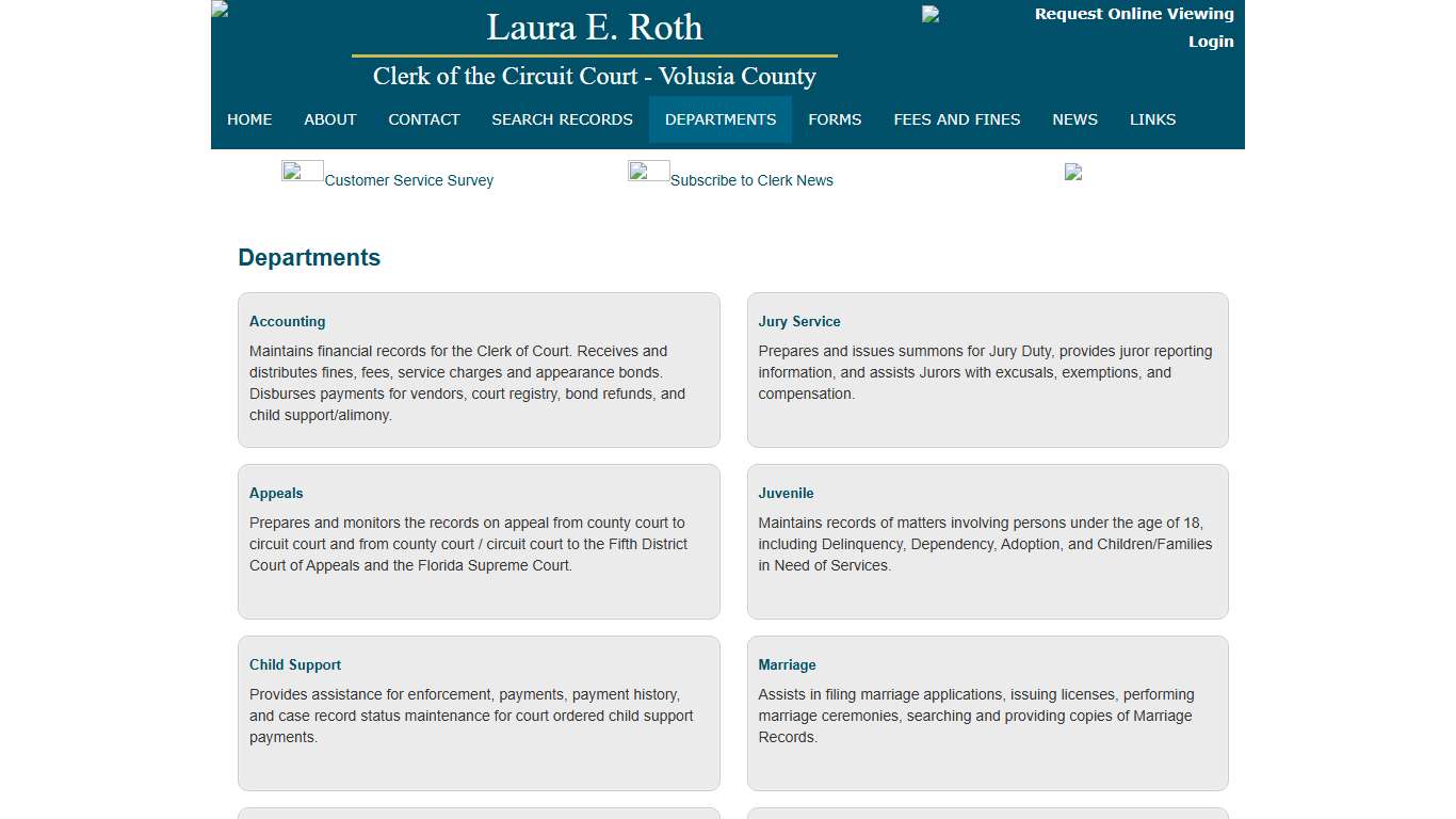 LAURA E. ROTH Clerk of the Circuit Court, Volusia County Florida